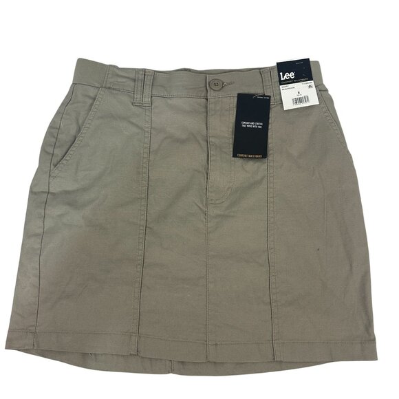 Lee Womens Comfort Waistband Skort Mushroom Beige Size 8 Pockets Stretch - Picture 1 of 6